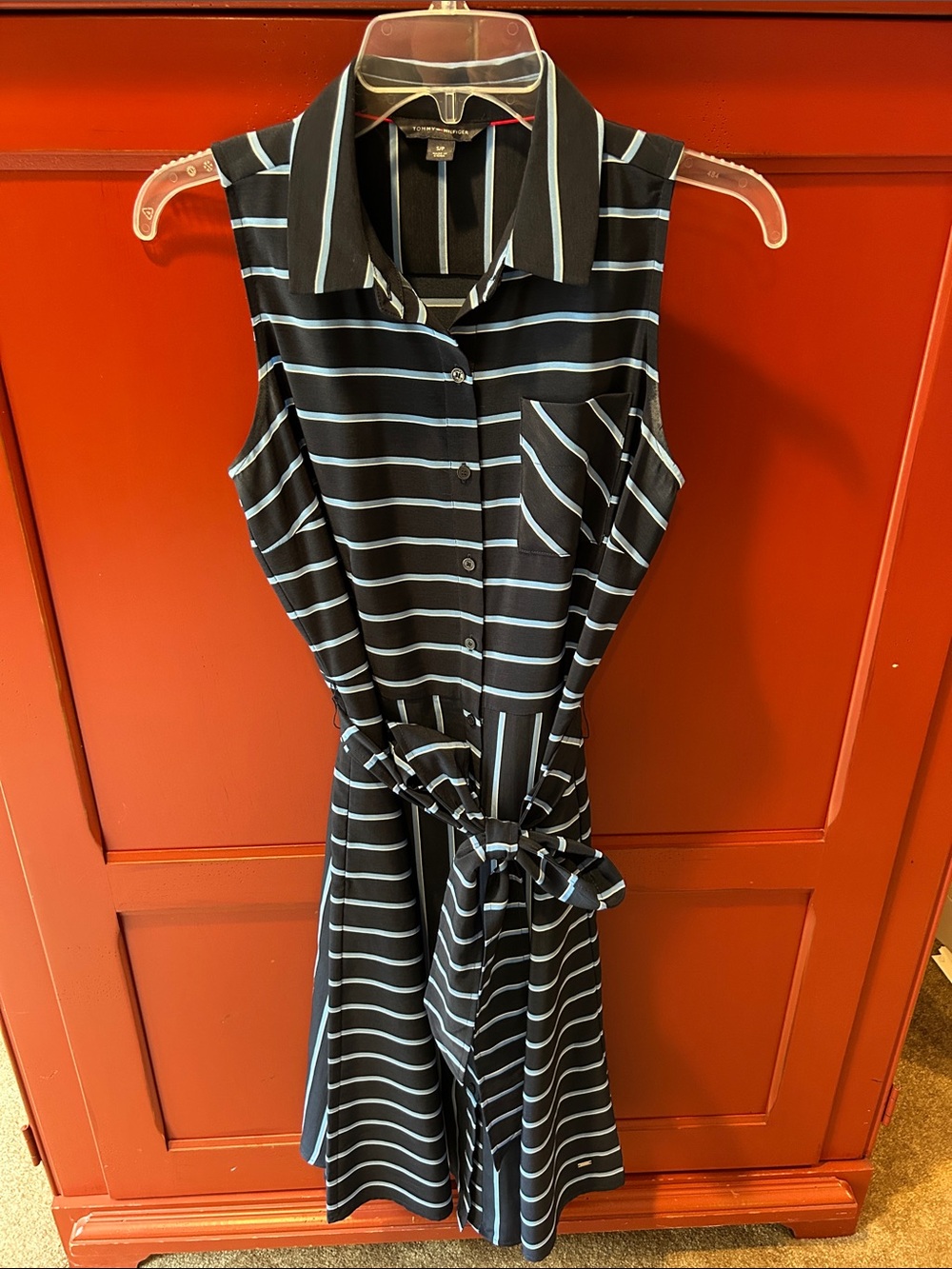 Tommy Hilfiger Navy, Light Blue Striped Button Down Dress